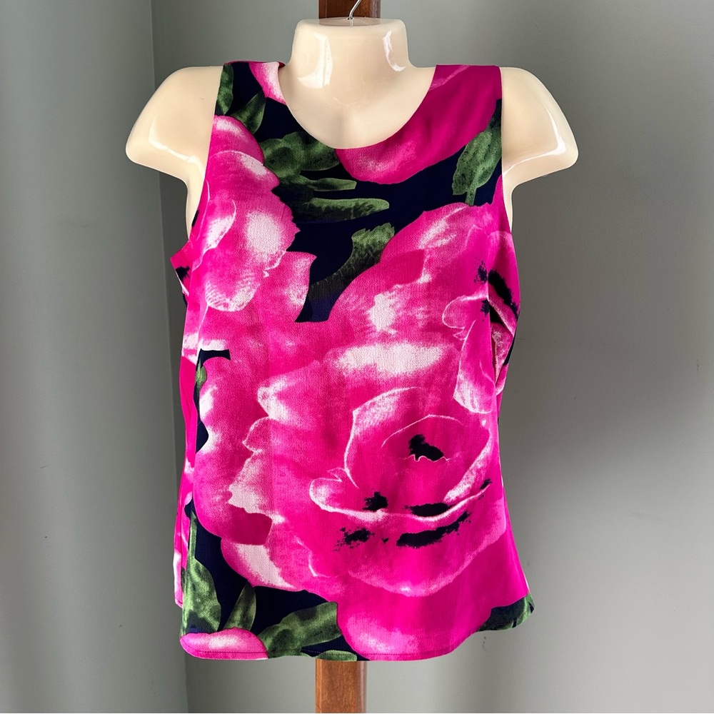 C & E Pink Floral Blouse Small